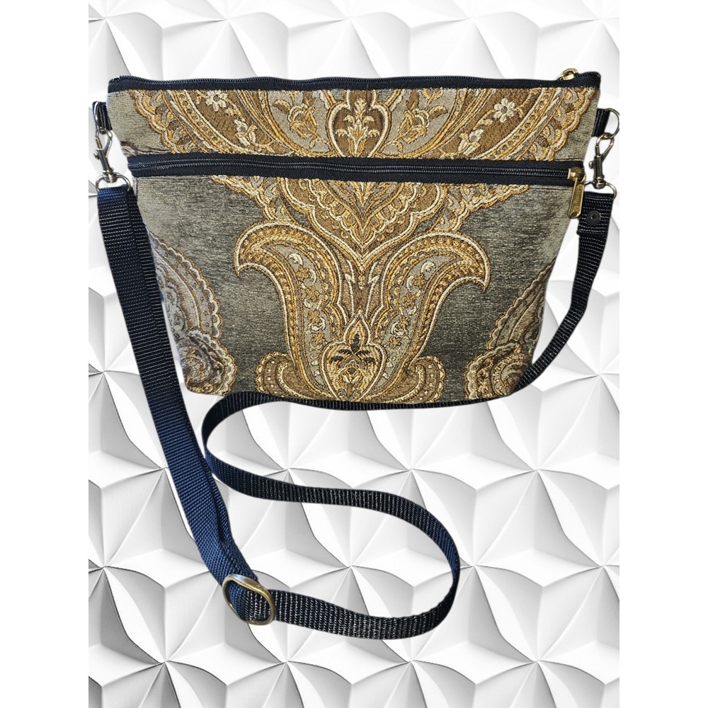 Danny K. Beverly Hills Tapestry Paisley Shoulder Bag Gold Bronze Made in USA